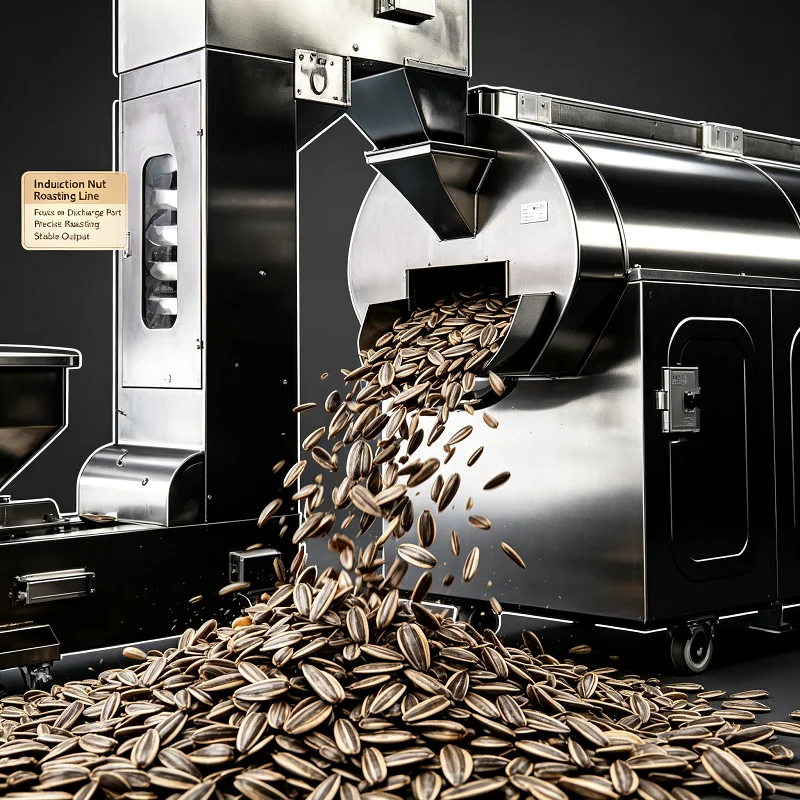 Induction Nut Roasting Line PLC Control Roasting Equipment for Cashew Almond Pistachio Nut Processing Factory