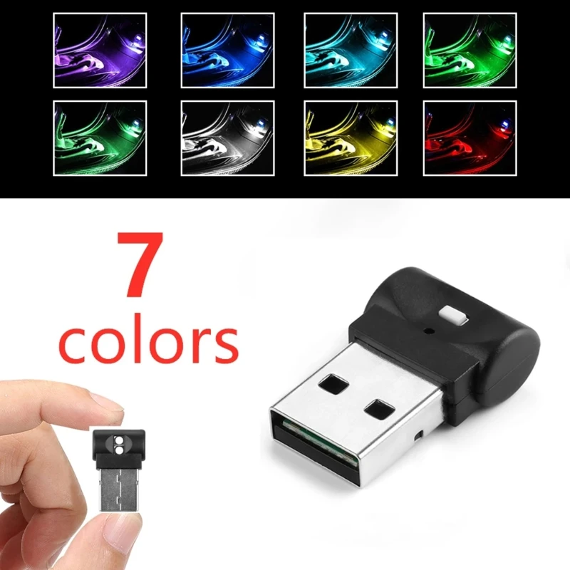 New 7 Color Car USB Ambient Light LED No Change Decorative Light Lnterior Foot Lighting Car Cigarette Lighter Ambient Light