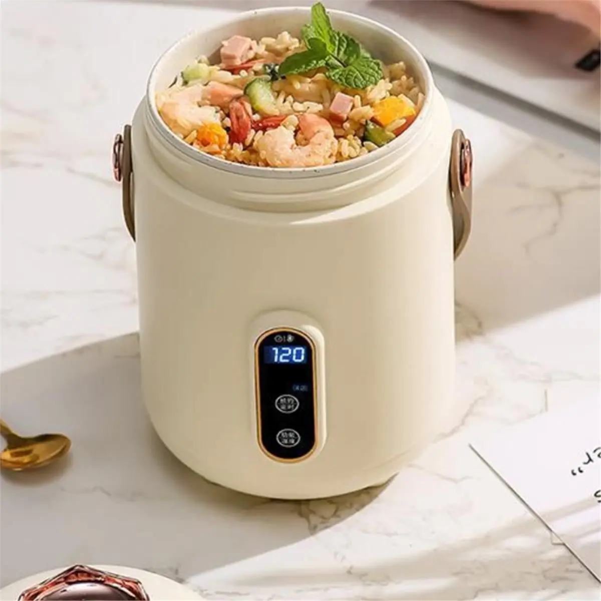 【BRILLIANT】Mini-Reiskocher, tragbarer kleiner Reise-Wasserkocher, Haushalts-Hotpot für Nudeln, Suppe, kochendes Wasser, EU-Stecker