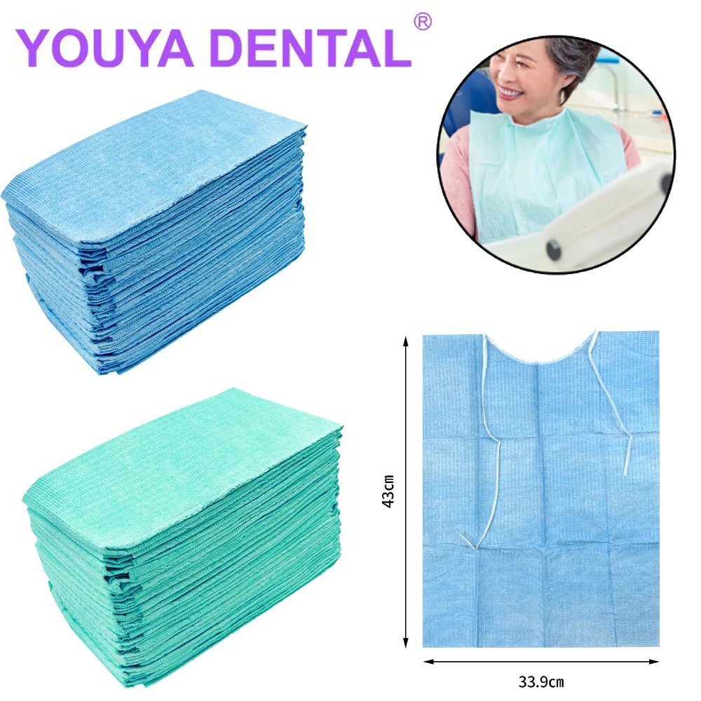 100Pcs Disposable Dental Chest Towel Dentist Bibs Cleaning Pad Tattoo Table Covers Clean Pad Dentist Patient Baby Apron Tool