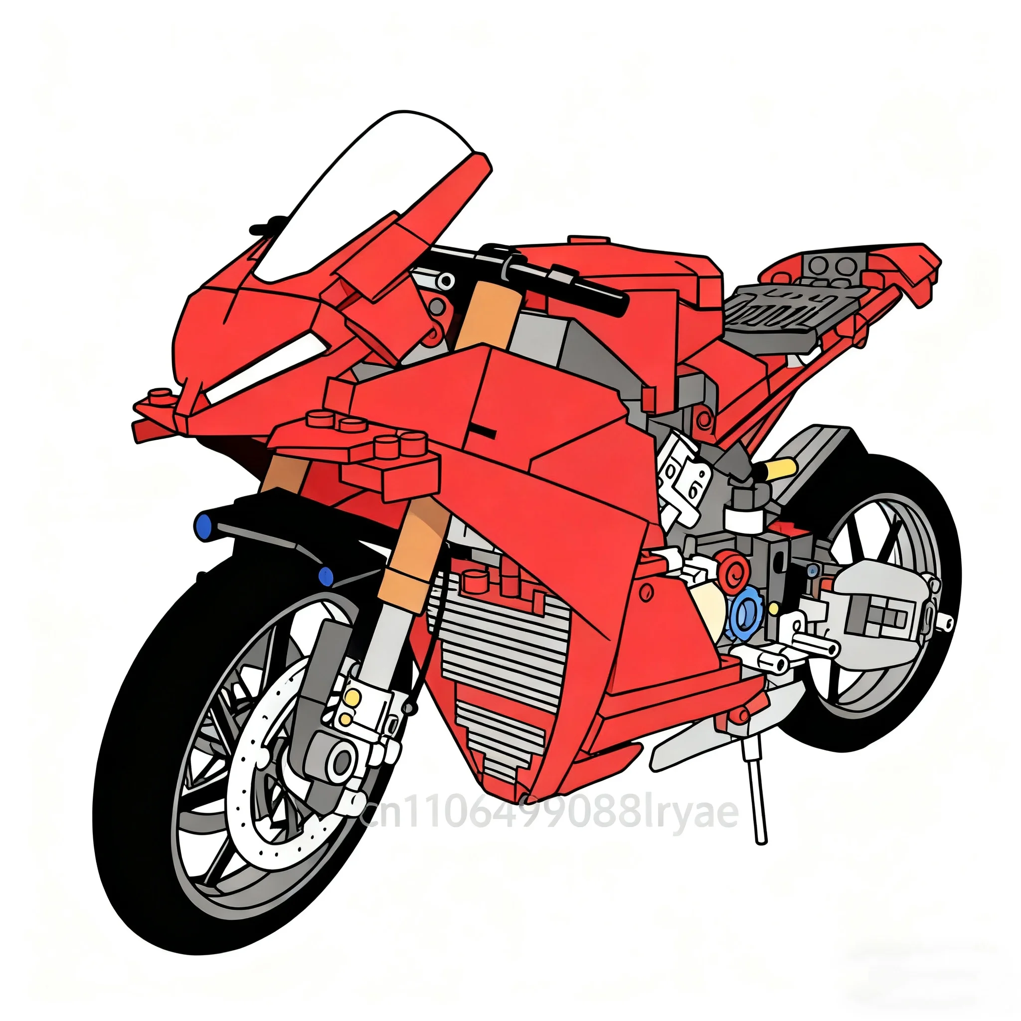 

1603 particles 25 new product technology v4s motorcycle building block model mechanical brick toy children's Christmas gift