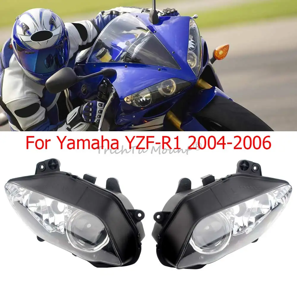 Motorcycle Accessory Headlight Assembly Lamp Front Light Cover Fit For YAMAHA YZF R1 1000 2004-2006 Front Headlamp Headlight