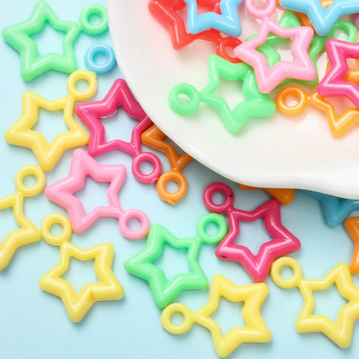 11-21mm 50pcs Multicolor Acrylic Flower Fruit Star Pendant Heart Beads DIY Bracelet Earrings For Kids Jewelry Making Handmade