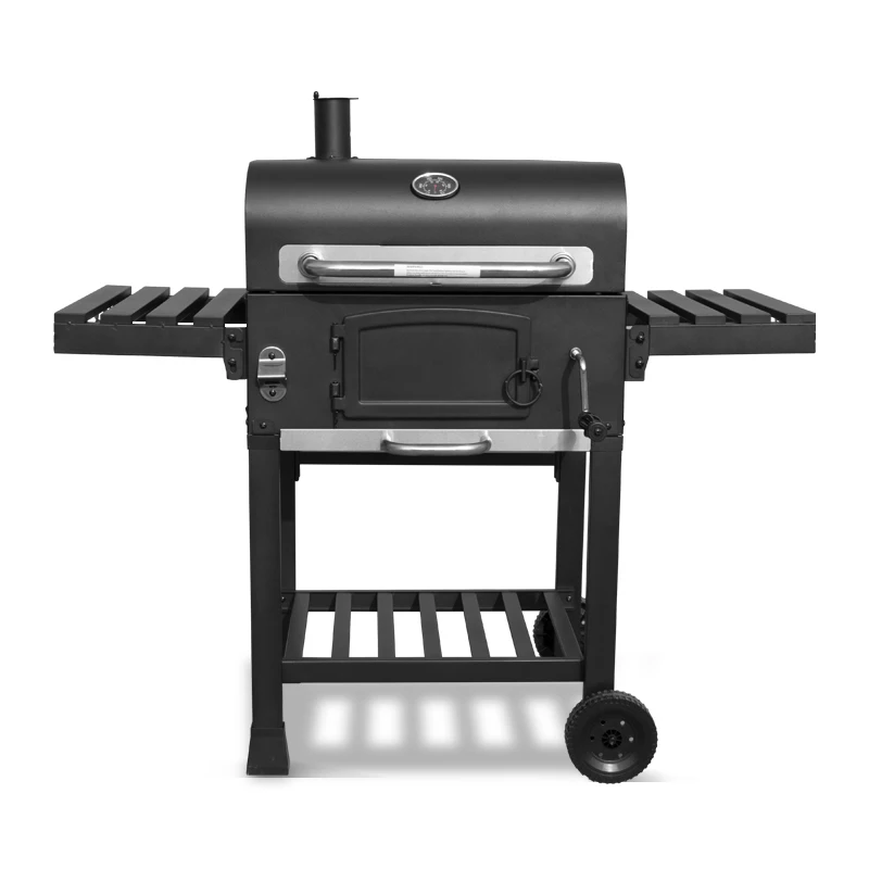 Iron BBQ Grill Smoker Set, Outdoor Camping Barbecue Stove, Charcoal Cooking Equipment for Backyard Picnic Party Family Events