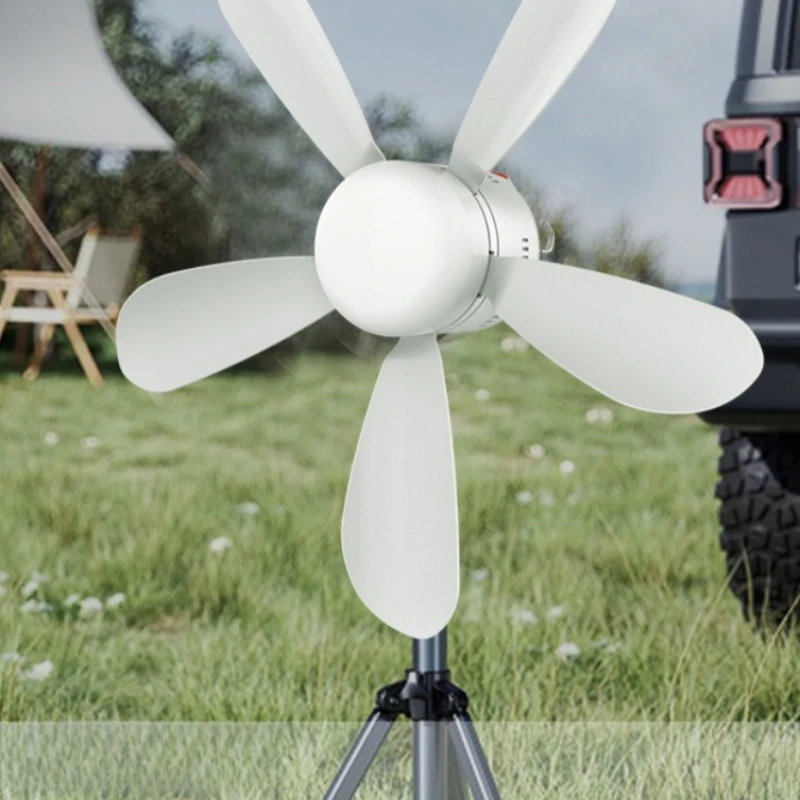Minimalist Art Decor Ceiling Fan Lights Outdoor Camping Tent Mini Silent Small Portable Outdoor Dormitory Tent Charging Fan Lamp