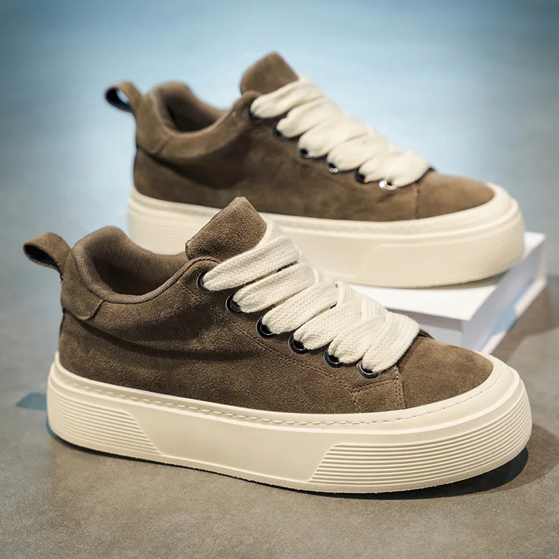 

Fashion Solid Color Wear-resistant Board Shoes 2025 Spring Popular Man Casual Shoes Thick Soles Comfortable Anti-slip Mens Shoes