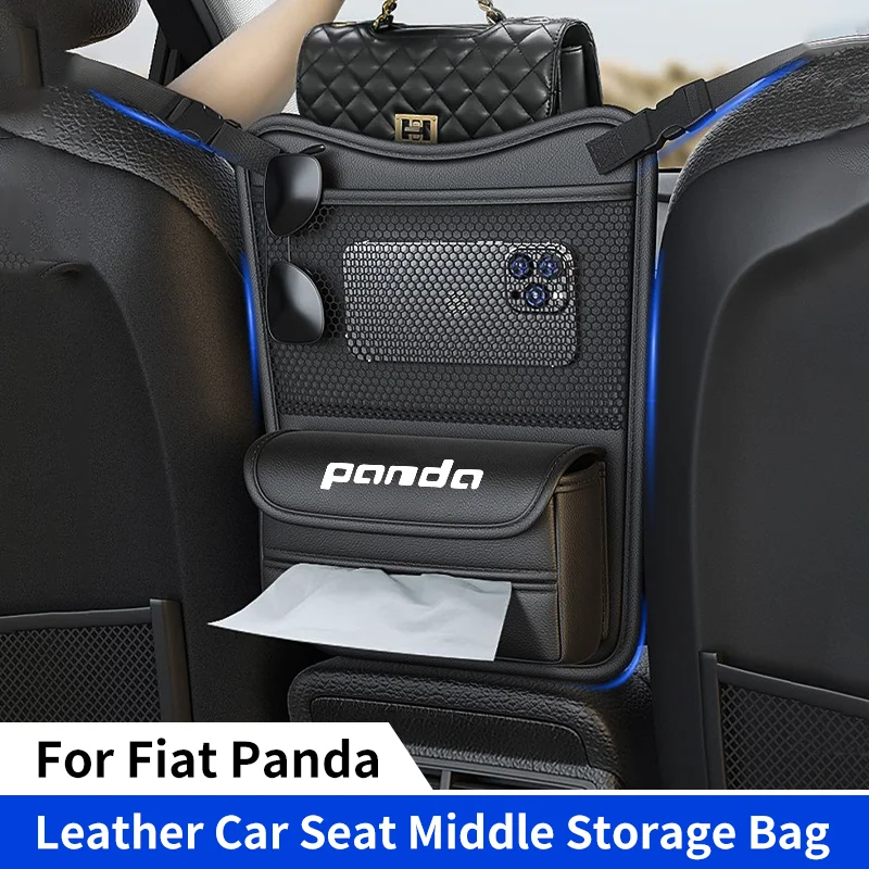 Car Seat Middle Hanger Storage Bag for Fiat Panda 2011 2008 2009 Coss4x4 Auto Hanging Organizer Handbag Holder Water Cup Pockets