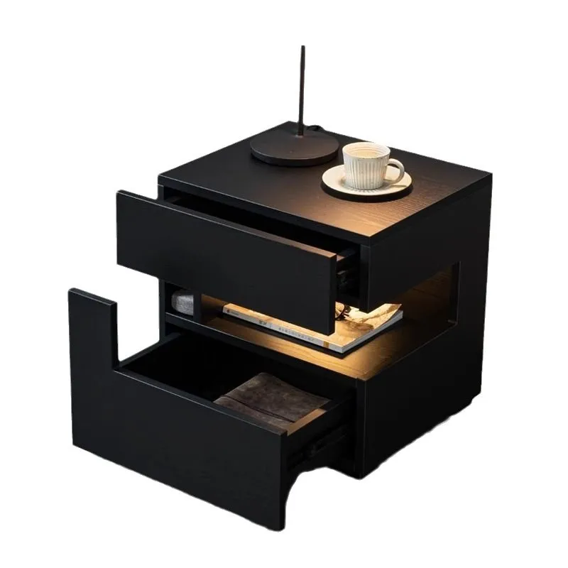 

Minimalist bedside table Light luxury bedside table Modern black locker Bedroom storage