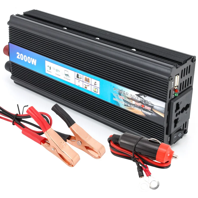 2000W car inverter 12v 24v to 220v repair sine wave inverter truck car multifunction converter high power car accessories