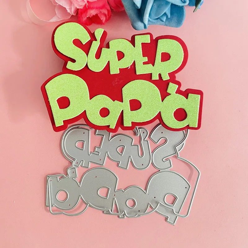 Troqueles de corte de Metal con palabras en español, troqueles de decoración de super papa, álbum de recortes DIY, tarjetas de papel, artesanía en relieve, troquelado, artesanía hecha a mano