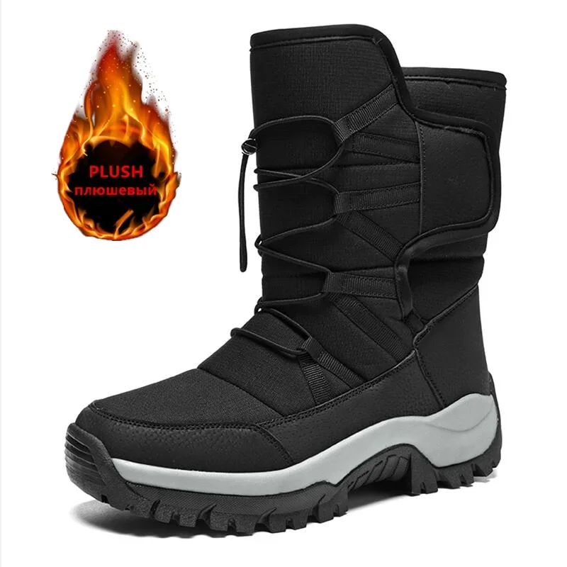 Nuevas botas de senderismo de invierno, botas cálidas de felpa para hombre, botas altas de nieve para parejas, botines antideslizantes para invierno al aire libre, botas informales de trabajo