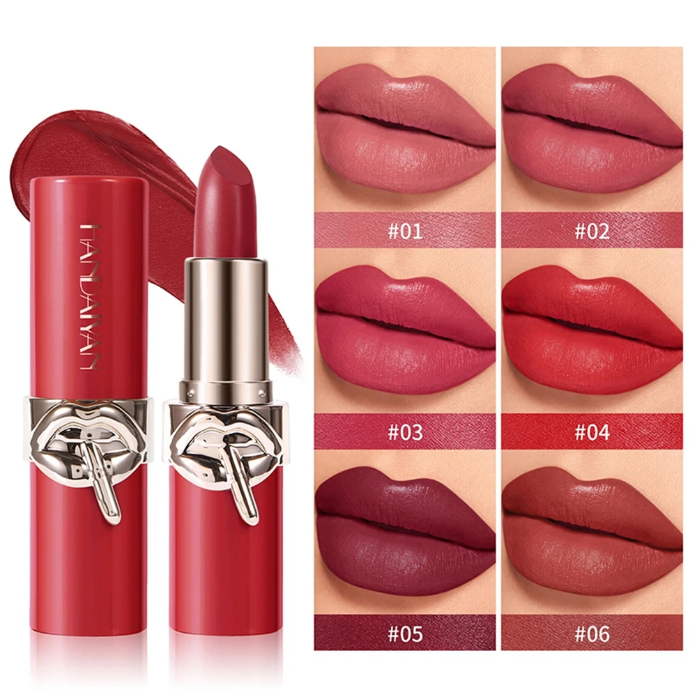Batom nude à prova d'água, 6 cores, sexy, fosco, contorno labial, duradouro, copo antiaderente, brilho labial, maquiagem coreana, cosméticos