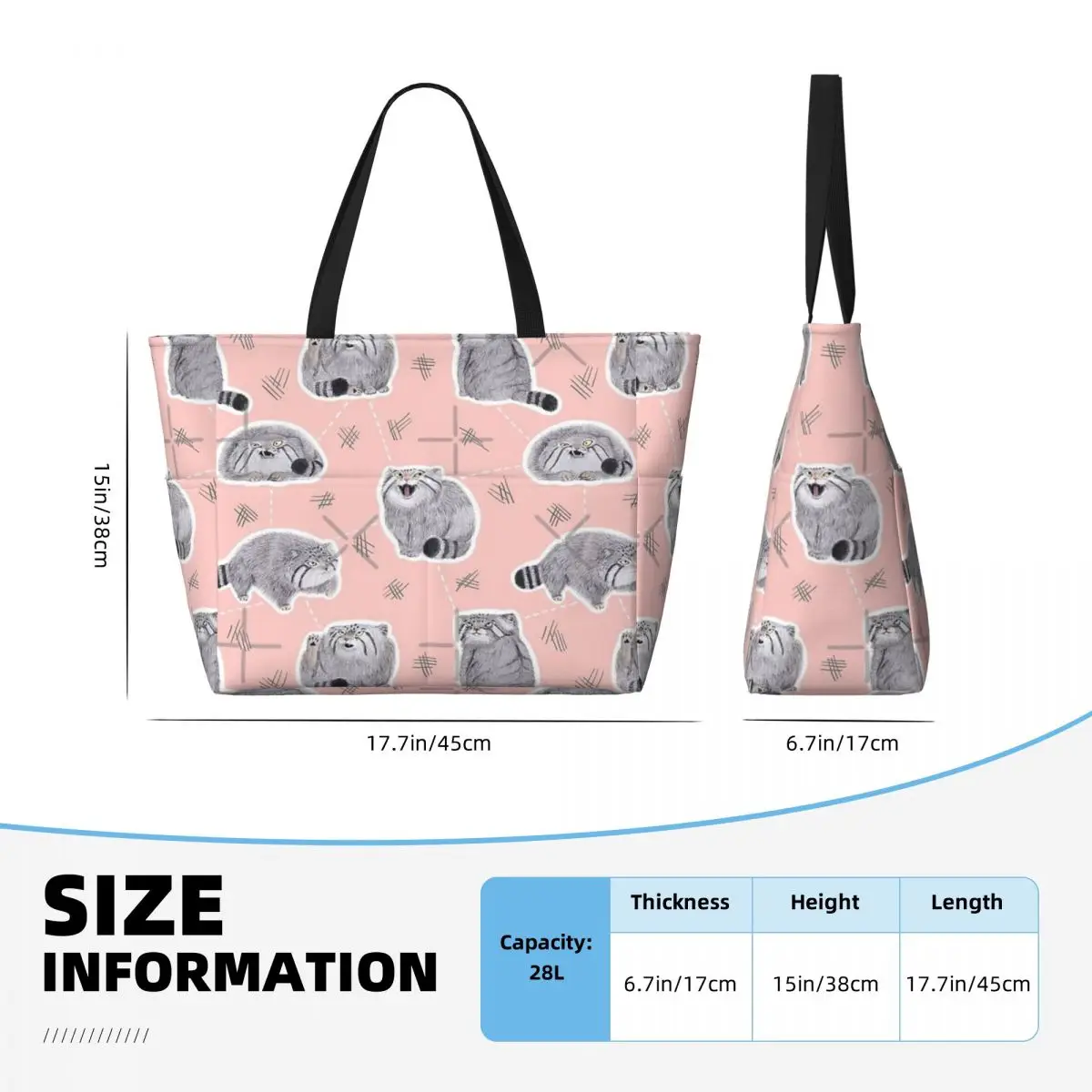 Pudgy Pallas' Cats Beach Travel Bag, Tote Bag Holiday Practical Travel Birthday Gift Multi-Style Pattern