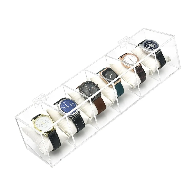 Sophisticated Watch Display Case Clear Acrylic with Multiple Compartments Transparent Watches Storage Box