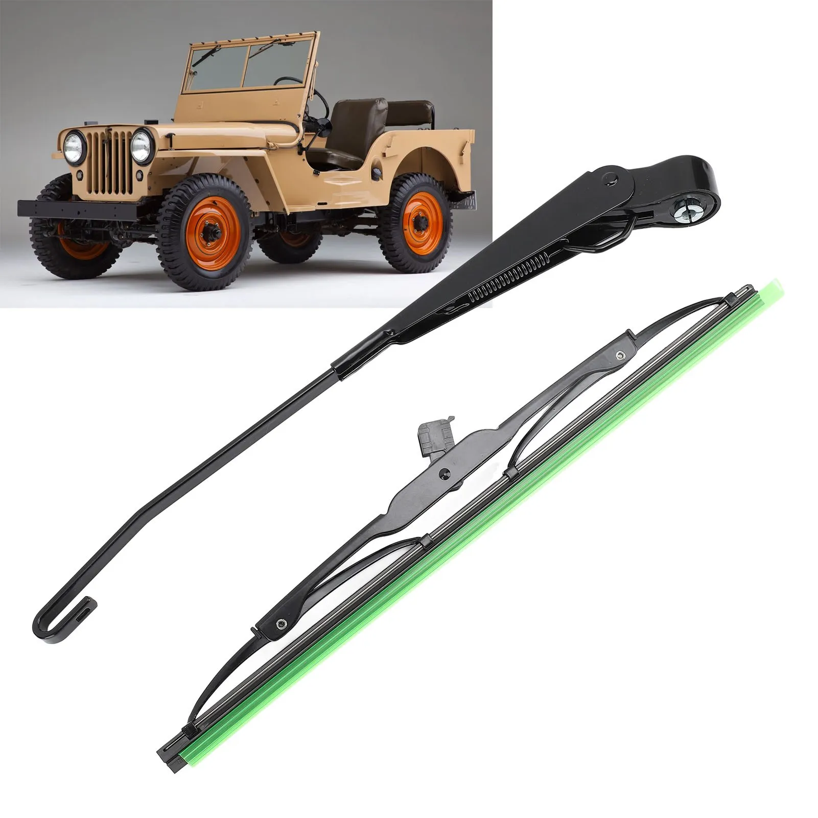 12V Windshield Wiper with Blade 7731000001 Rapid Uniform Windscreen Wiper Blades Set for Willys Jeep Tractor CARAVAN ATV UTV