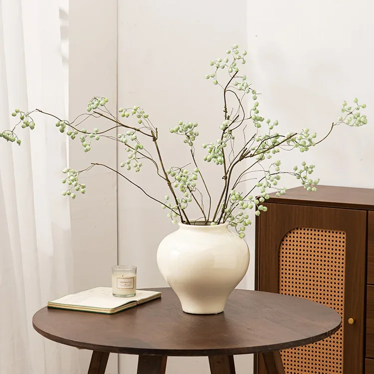 Cream wind ceramic vase large ornament, living room coffee table, water culture device, advanced sense
