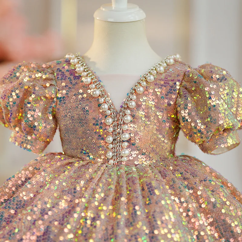 

Children's Princess 2025 New Birthday Puffy Host Piano Dress Girls' Performance Costume