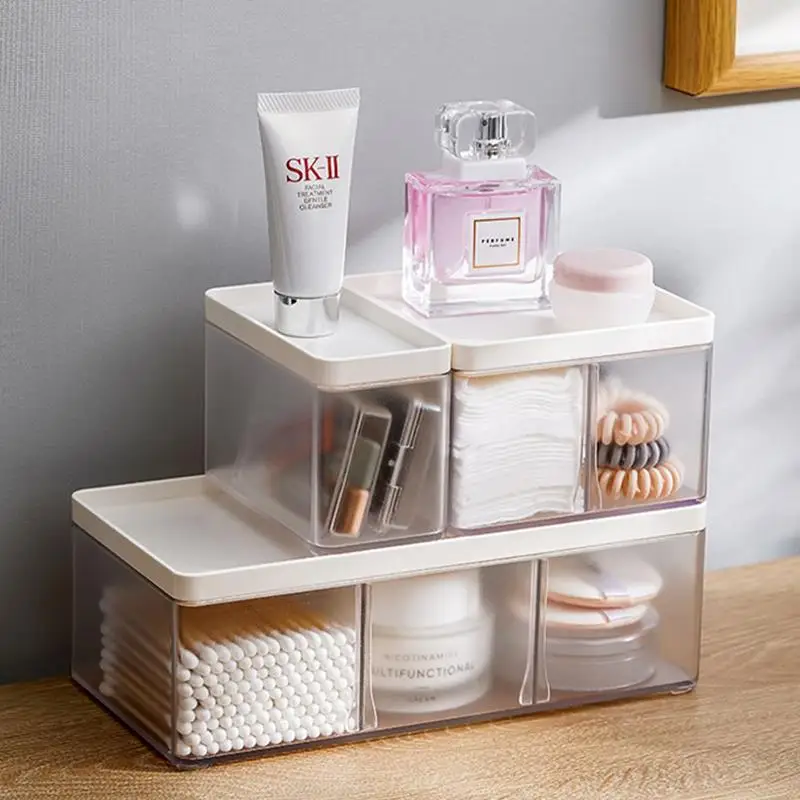 

Desktop Organizer Transparent Cosmetic Plastic with Lid Dust Mask Skin Care Products Sundry Compartments To Organize Storage Box