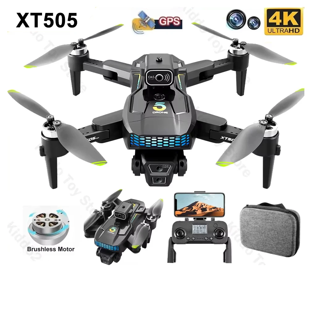 

XT505 RC Drone 4K HD Dual Camera GPS 5G Wifi 360 Obstacle Avoidance Brushless Motor Foldable Quadcopter Dron Toy Christmas Gifts