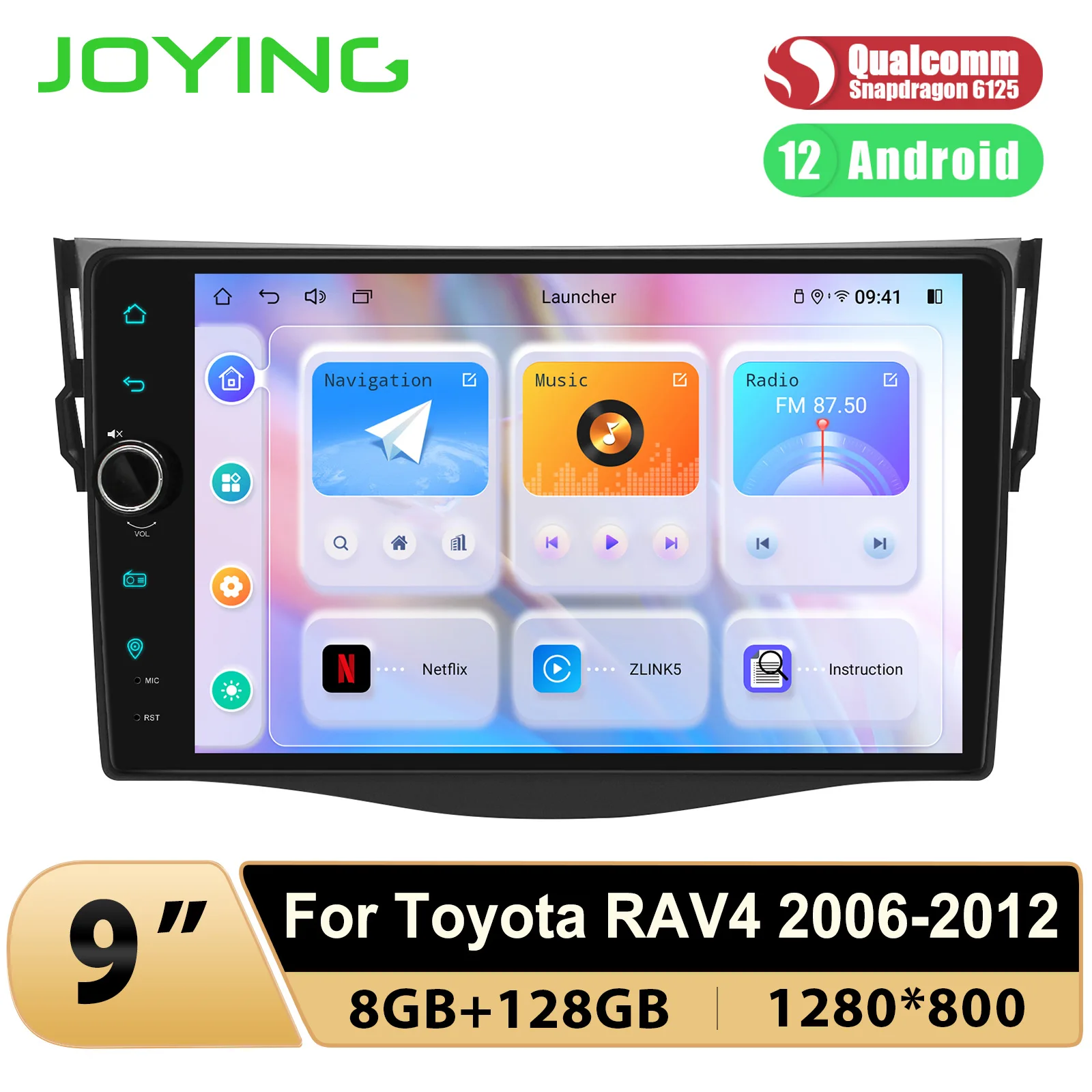 

JOYING 9"Auto Android 12 Car Stereo Multimedia GPS Radio System For Toyota RAV4 Rav 4 2006 -2012 Plug and Play With Car play