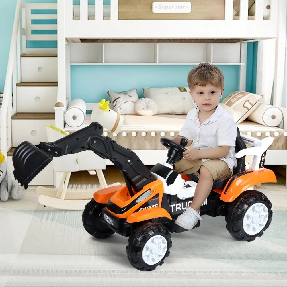Ride on Excavator, Battery Powered Digger, Forward & Backward, Motor Arm, Music Sounds, Electric Construction Vehicle for Kids