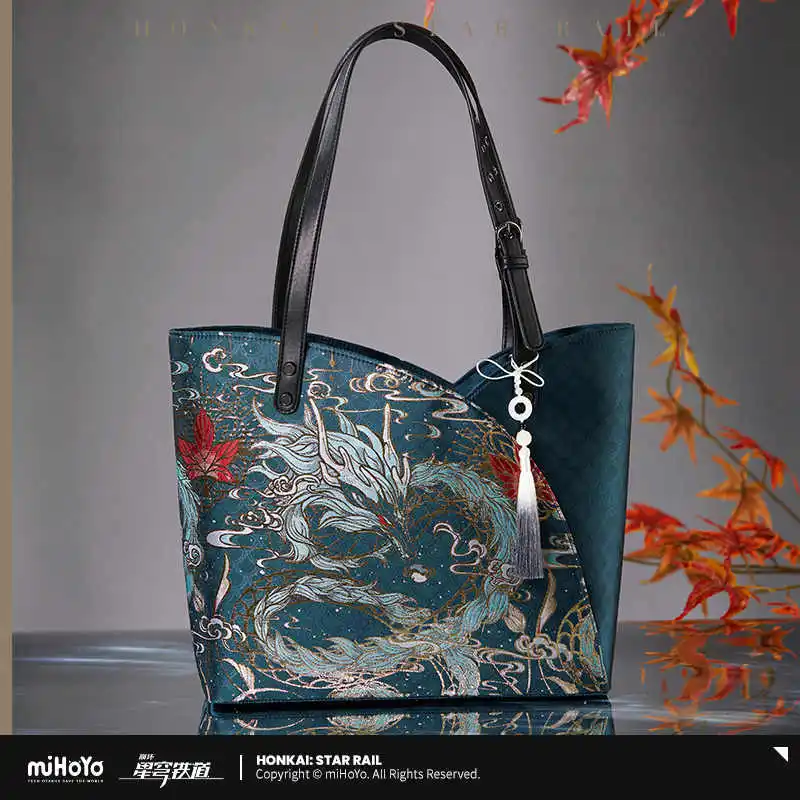 Official Original Dan Heng·Imbibitor Lunae Dragon Vintage Shoulder Bags Tote Bag Pu Leather Handbags Purse Bags For Women Anime