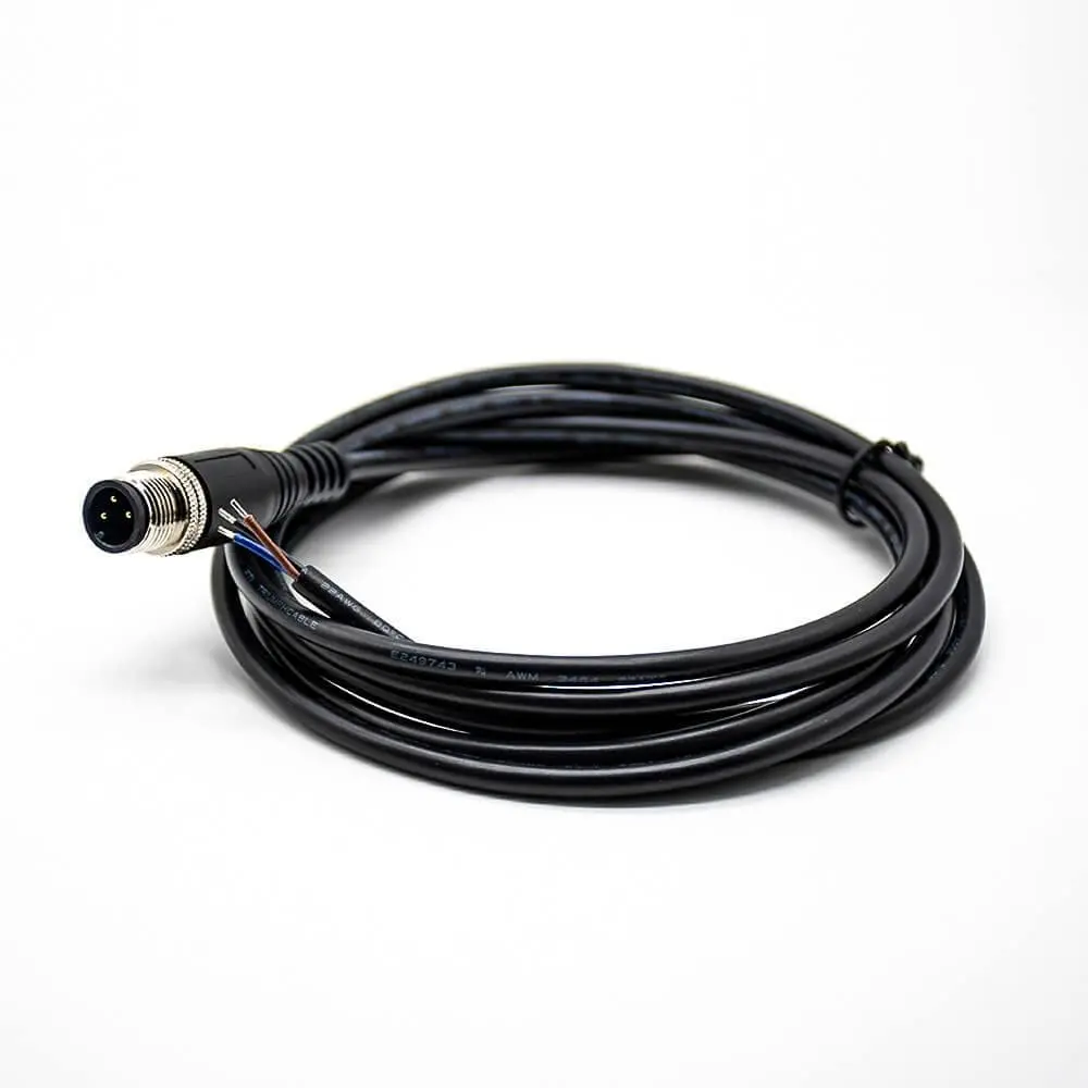 M12 Male Extension Cable 3Pin A‑Code Straight Molded Connector Cable 2M AWG22 