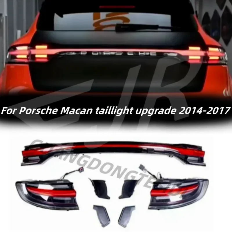 

For Porsche Macan 2014-2017 LED Through Taillights Assembly Mid Tail Rear Turn Brake DRL Light Car Accessory Modified Old to New