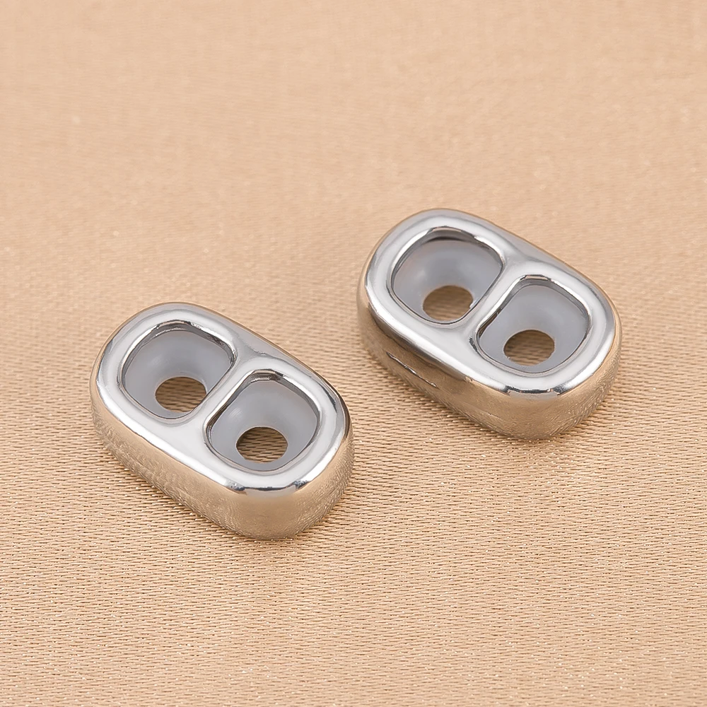 

5pcs Stainless Steel Double Hole Adjustment Clasps Beads Non-slip Silicone Ring For DIY Jewelry Making Bracelets Accessories