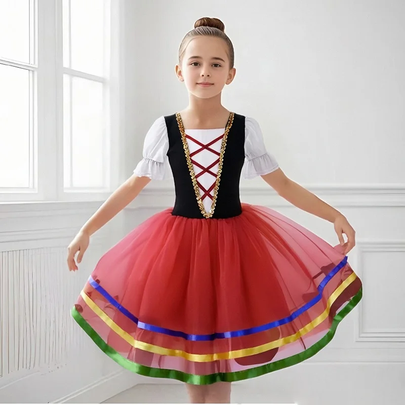 Body da balletto per ragazze Body da ballo Bambino Fiocco di neve Gonne lucide Ballerina Bambini Cosplaynce Abito da balletto per bambini Ragazze