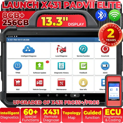 Диагностический сканер Launch X431 PADVII Elite для автомобилей, PAD7 J2534 Smartlink, онлайн-программирование, кодирование ЭБУ