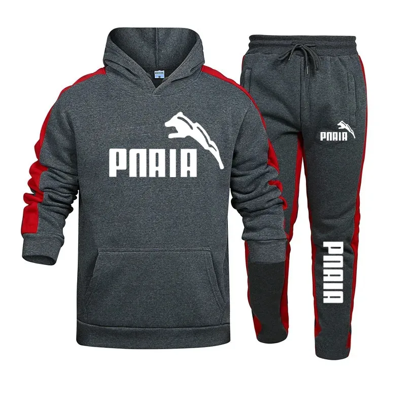 New PNAIA Men\'s and Women\'s Fashion Sports Stripe Hoodie Casual 2-piece Set