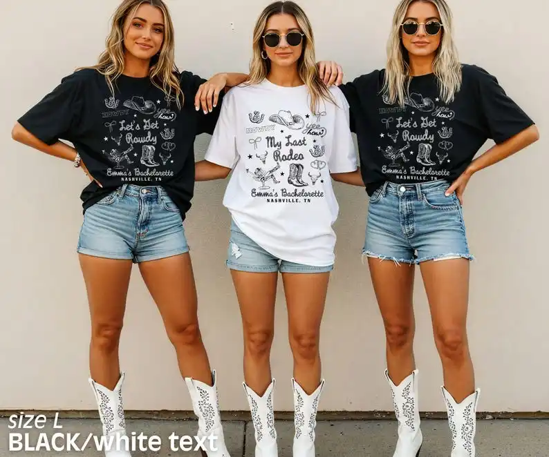 Last Rodeo Bachelorette Party Shirts Nashville Bachelorette Western Cowgirl Bachelorette Same Cowboy Forever Bach Tee T-shirt