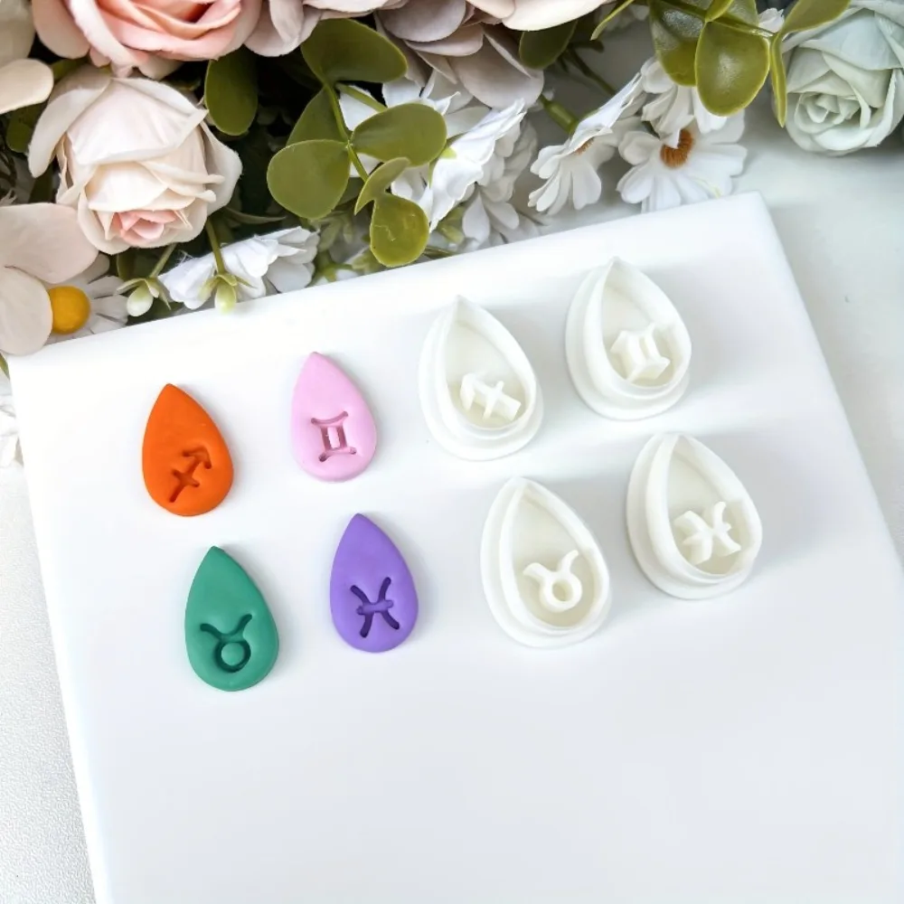 12Pcs Zodiac Sign Cookie Cutter Set Teardrop Shaped Plastic Molds with 12 Astrological Symbols for Clay DIY Jewelry& Crafts - view 6