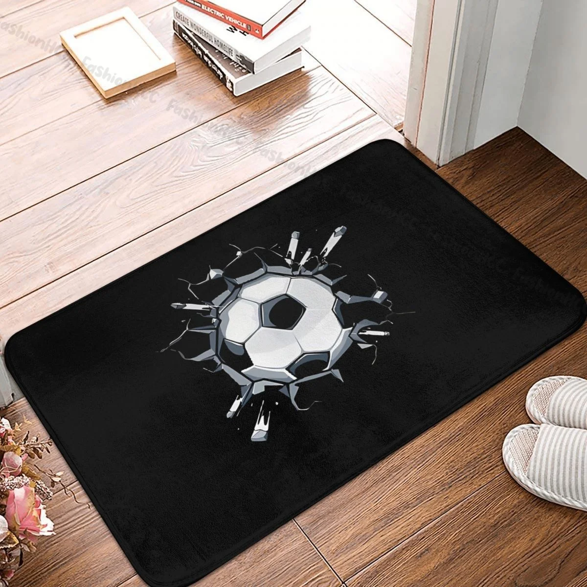 

3D Three Dimensional Simulation Bath Non-Slip Carpet Soccer Ball With Effect Classic Flannel Mat Doormat Home Decoration Rug