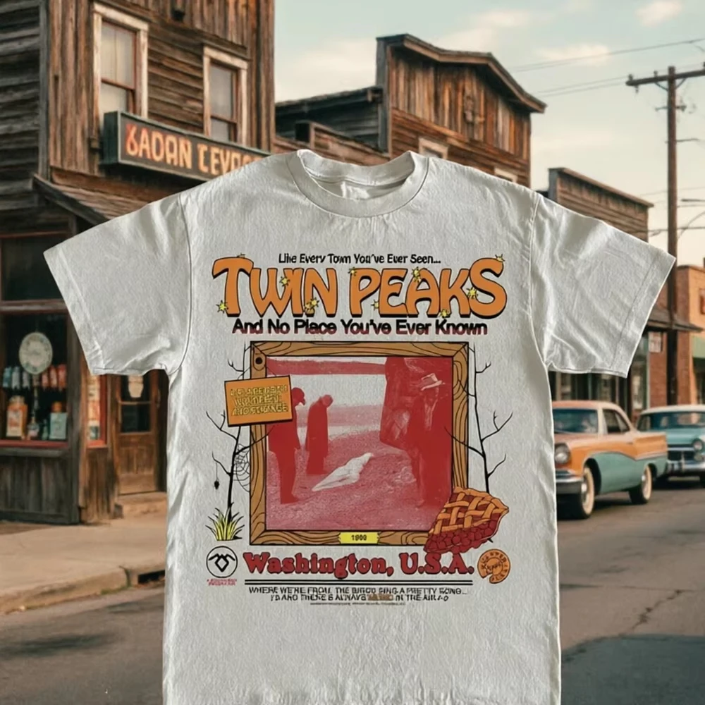 Twin Peaks 90S Retro Style Short Sleeve Unisex T-Shirt| Casual Crew Neck Slight Stretch Fabric All-Season Wear Print Pattern