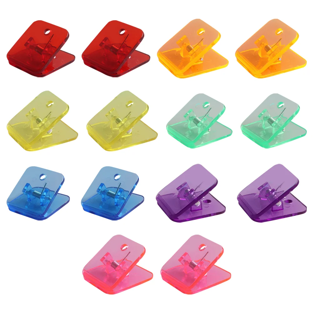 

14 Pcs Transparent Folder Exam Paper Binder Multi-function Clips Office Supply Plastic Clamp Portable Reusable Accessory