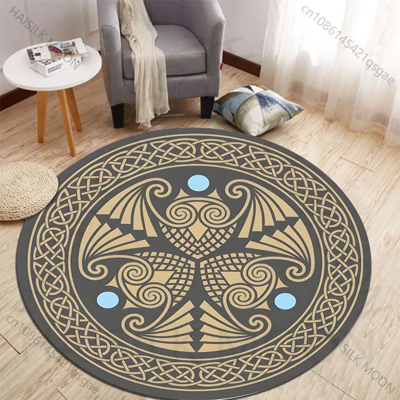 Vintage ornamental pattern design Printed round carpet living room sofa table carpet large pet mat soft round carpet home decor