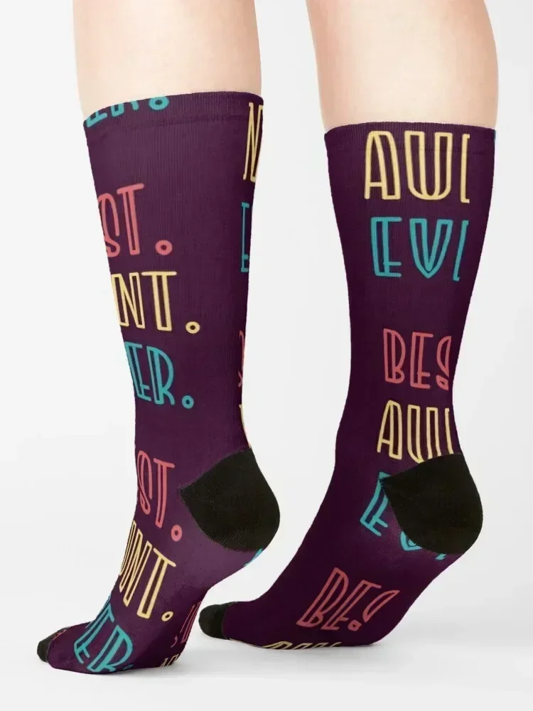 Best Aunt Ever Neonlight Socks sport gift Stockings anime Socks Ladies Men's