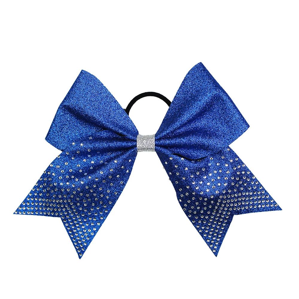 12pcs/Lot 8 Inches Senior Glitter Custom Personalized Patty Gift Sparkly Bow Diy Color and Rhinestone for Girls Cheer Hair Bow