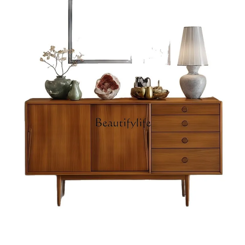 

Medieval simple solid wood dining side tea cabinet retro storage wall decorative cabinet