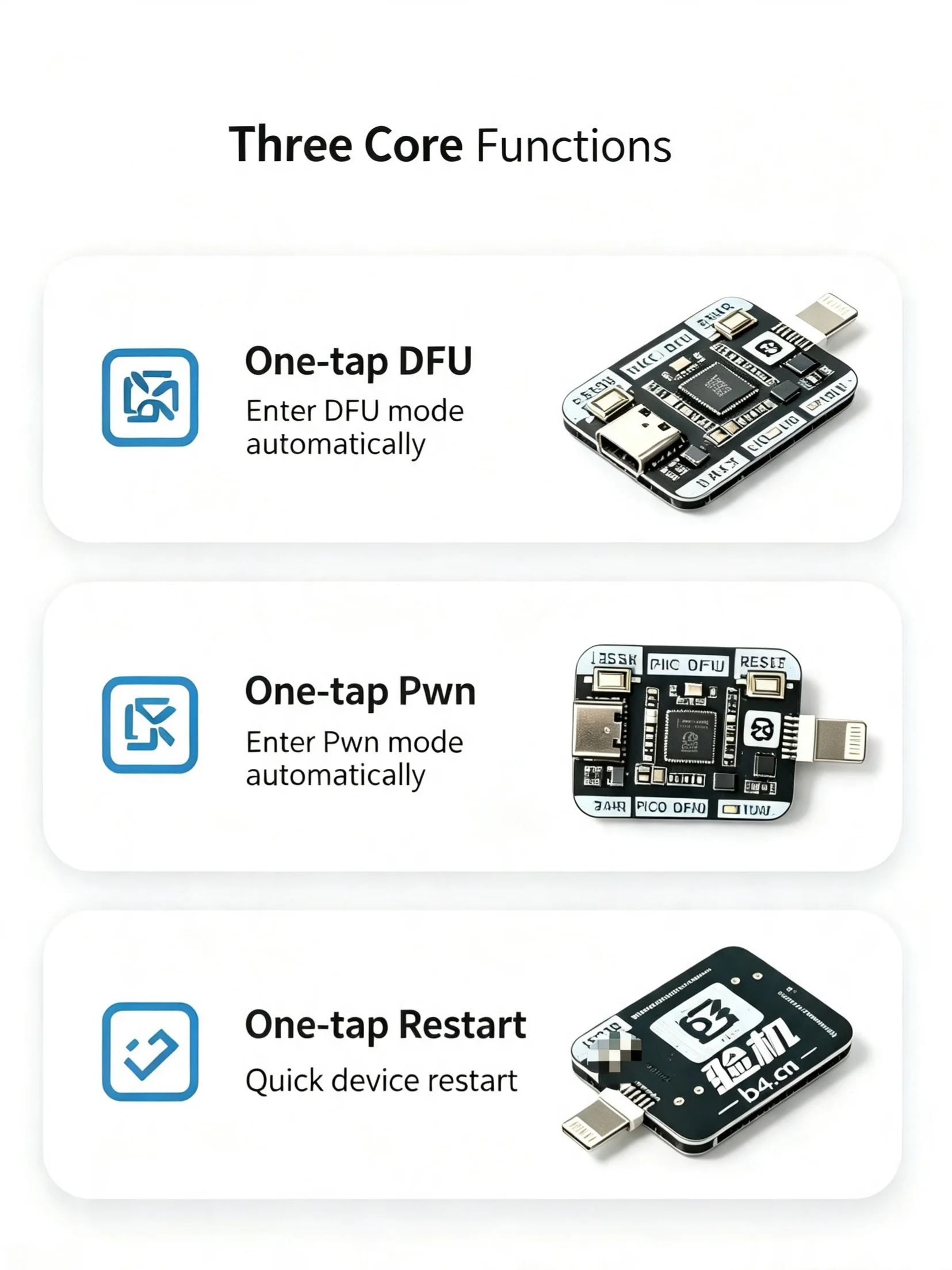 B4 PICO DFU Mode Engineering Box RP2350A Pwned DFU Tool für iOS A12 A13 Reparatur- und Wiederherstellungs-Engineering-Box-Tool – Detail 4