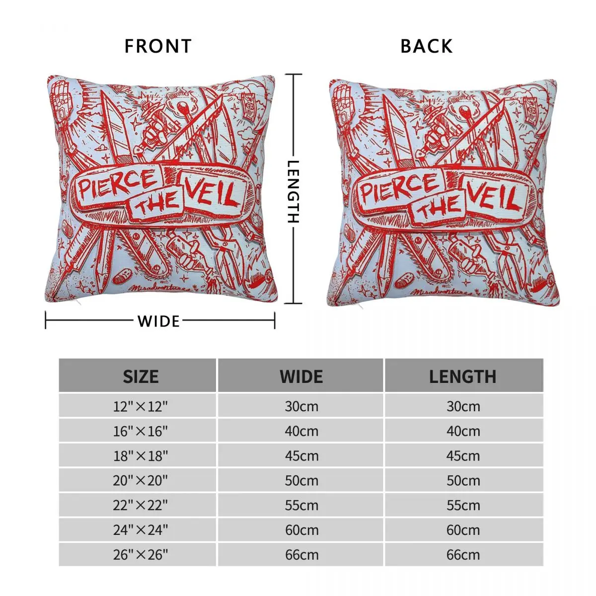 Pierce The Veil Circle Song Square Pillowcase Polyester Linen Velvet Creative Zip Decorative Bed Cushion Cover 18