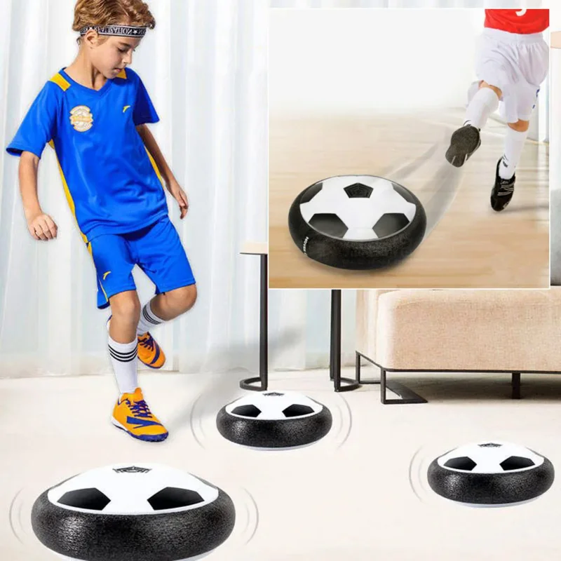 Children 18/11cm air cushion suspension soccer toy with LED light electric indoor gliding floating foam football toys for kids