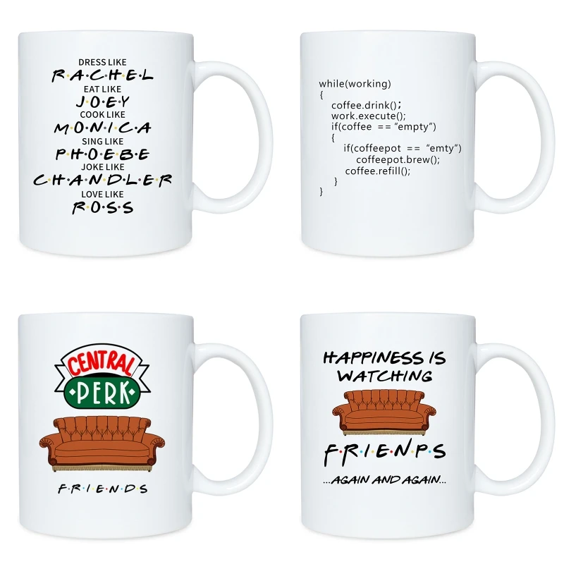 

Happiness is Watching Shows Friends Mug 11oz Ceramic Coffee Mug Tea Cup Gifts