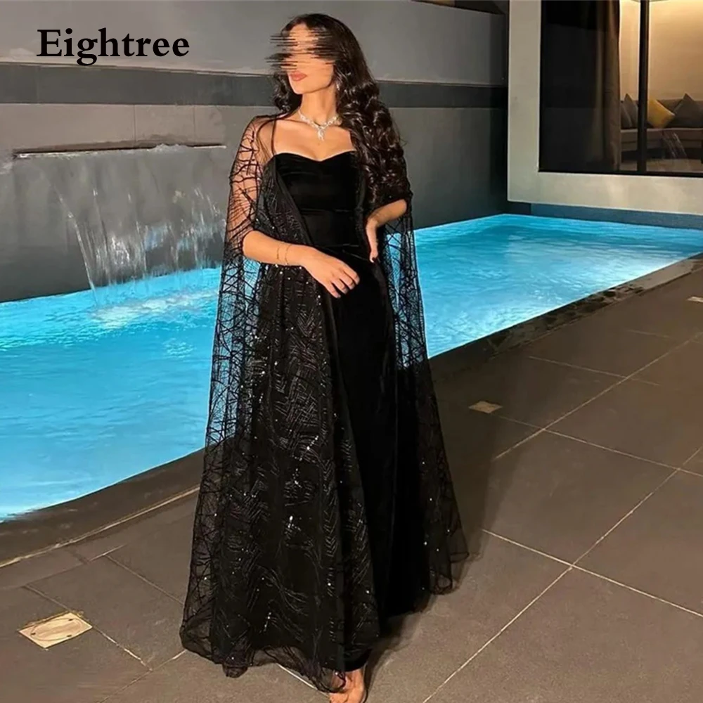 Eightree Black Prom Dresses Vintage Strapless Mermaid Long Evening Dress Abendkleider Dubai Robe De Soirée Party Grown 2023