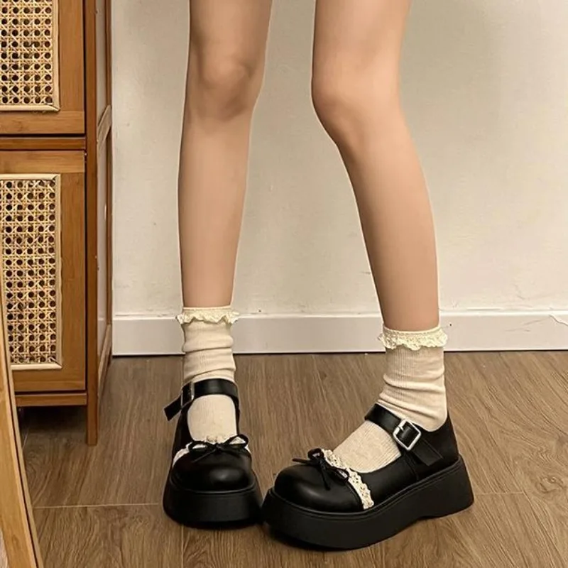 

Womens Shoes Mary Jane Shoes Summer New Fashion Black Super High Heels Cute Lolita Shoes for Women Brand Chunky Vulcanized Shoe