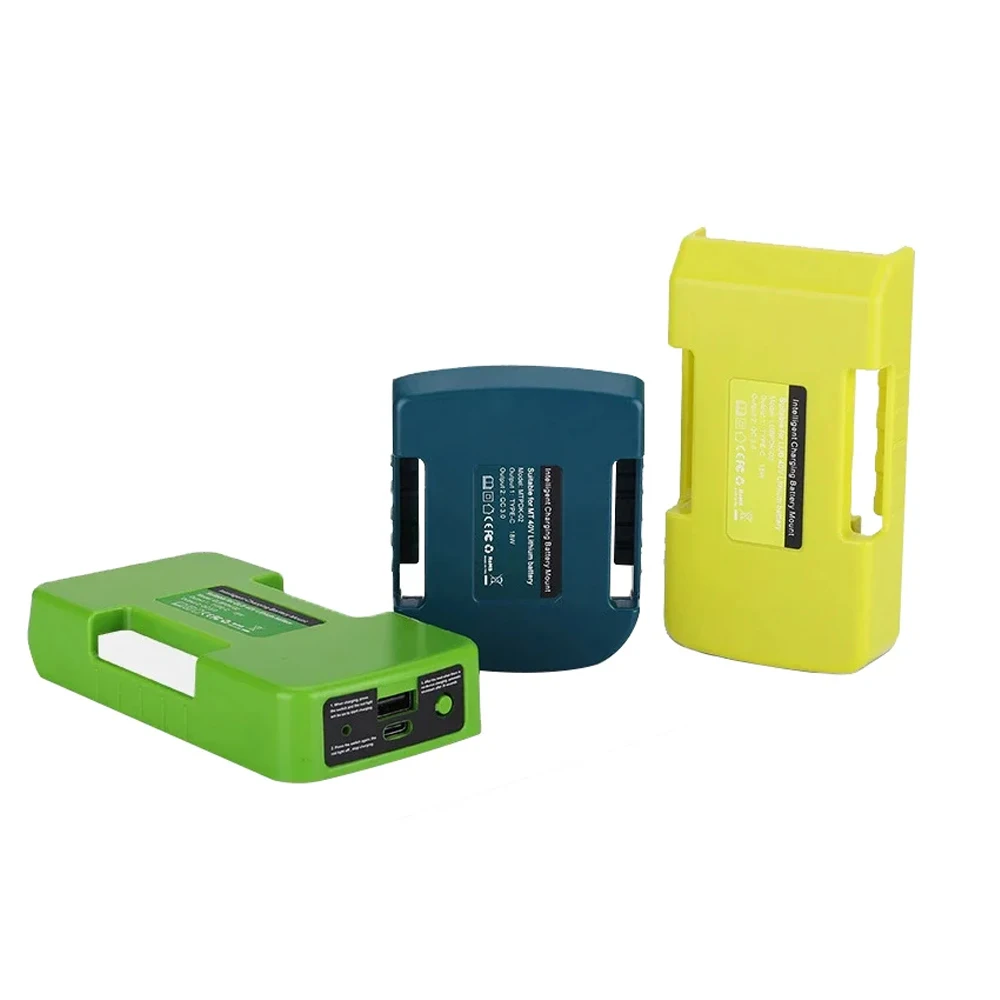 Portable Charger Adapter Compatible For Makita/Ryobi/Greenworks 40V Li-ion with USB Type-C Battery Holder Fast Charging