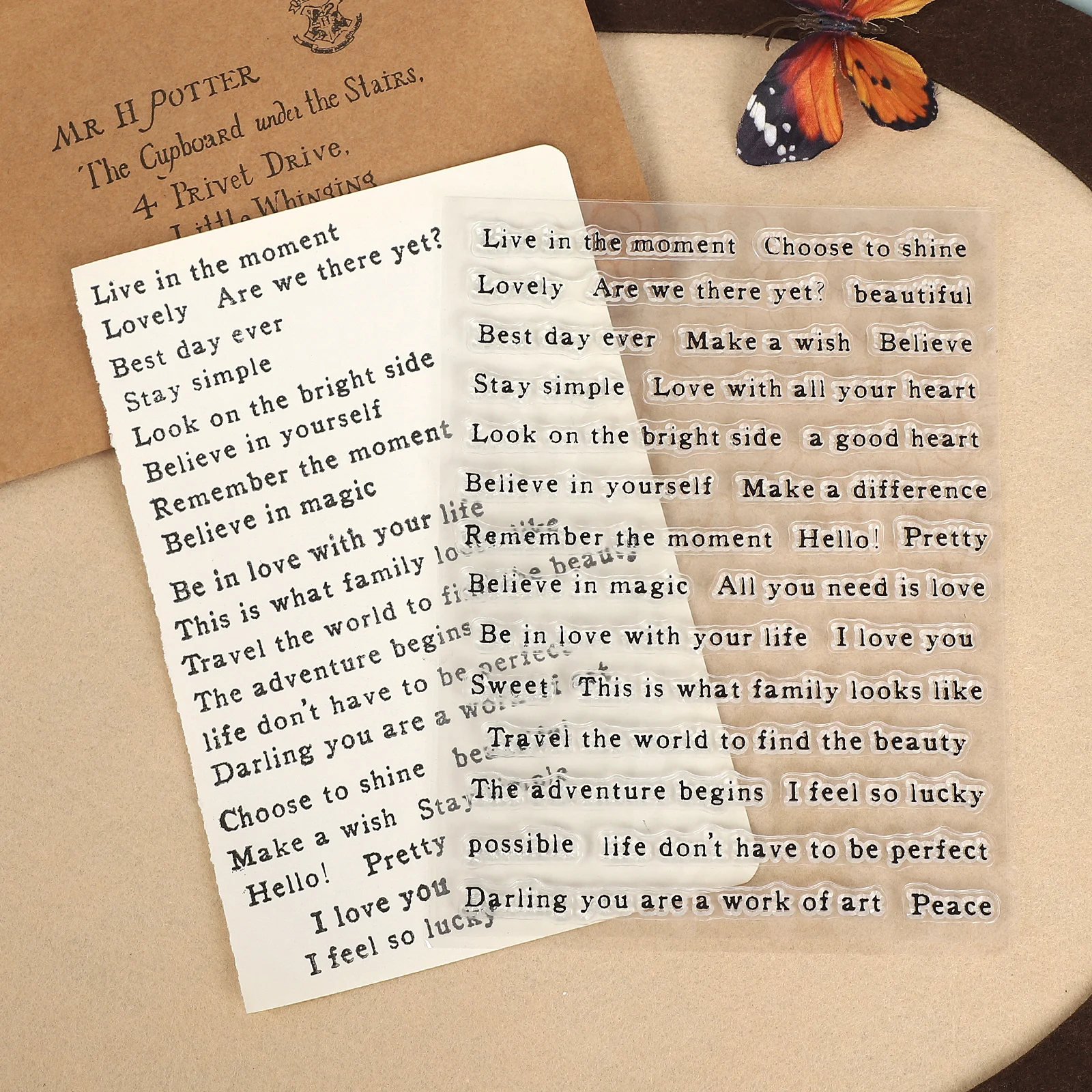 خمر النص الإنجليزي الجملة القصيرة المشهد سيليكون شفاف ختم الإبداعية DIY مجلة المواد كلية القرطاسية #3