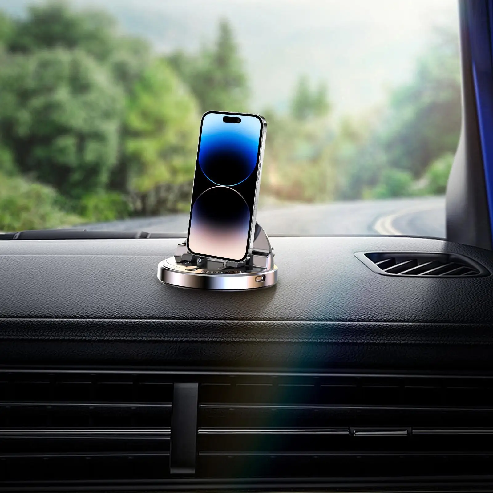 

Phone Mount For Car Smart Sensor 360 Rotation 15W Dashboard Wireless Charger Cellphone Cradle Anti-Slip Cellphone Stand For